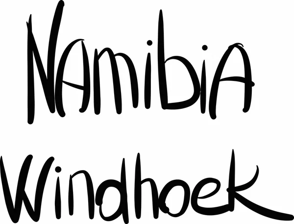 Namibia, Windhoek, hand-bokstäverna — Stock vektor
