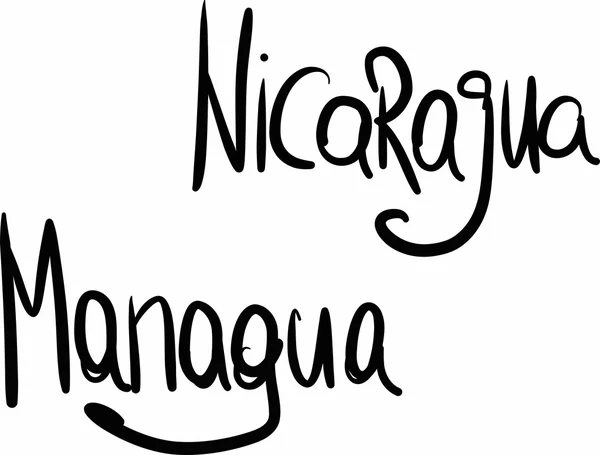 Nicaragua, Managua, hand-lettered — Stock Vector