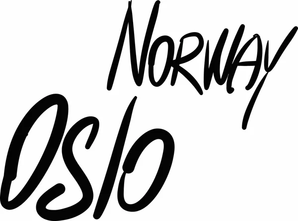 Noruega, Oslo, letras à mão — Vetor de Stock