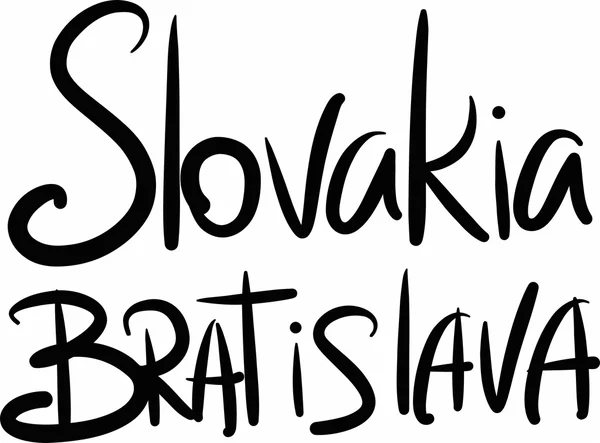 Eslovaquia, Bratislava, con letras a mano — Vector de stock