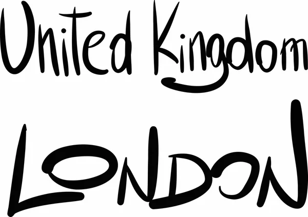 Reino Unido, Reino Unido, Londres, con letras a mano — Vector de stock