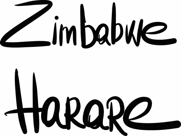 Zimbabwe, Harare, hand@-@ lettered — стоковый вектор