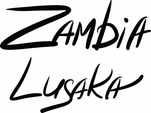 Zambia, Lusaka, hand-lettered — Stock Vector