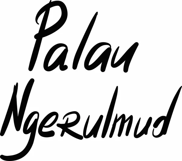 Palau, Ngerulmud, letras à mão Ilustração De Stock