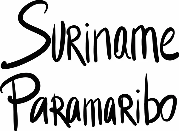 Suriname, Paramaribo, letras à mão Vetor De Stock