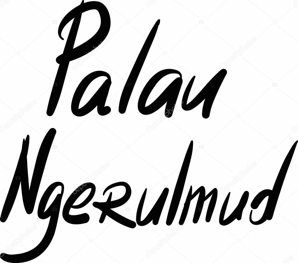 Palau, Ngerulmud, hand-lettered 