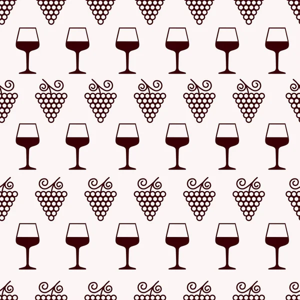 Bebidas Alcohólicas Patrón Sin Costuras Con Uvas Copas Vino Ilustración — Vector de stock