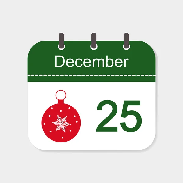 Календарь Икона Декабрь Рождественским Декором Векторная Иллюстрация — стоковый вектор
