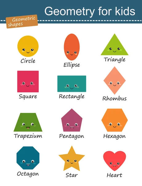 Set Geometric Shapes Children Vector Illustration Cartoon Flat Style — Stock Vector