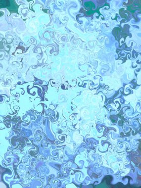 Pastel renklerle boyanmış, açık mavi ve beyaz renklerden oluşmuş, bu da tuval üzerinde mermer boya ile soyut sıvı akrilik boya oluşturur.