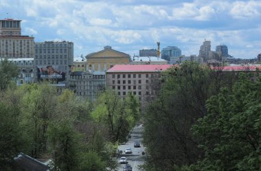 Ukrayna 'nın Kiev kentinin panoramik üst görüntüsü 