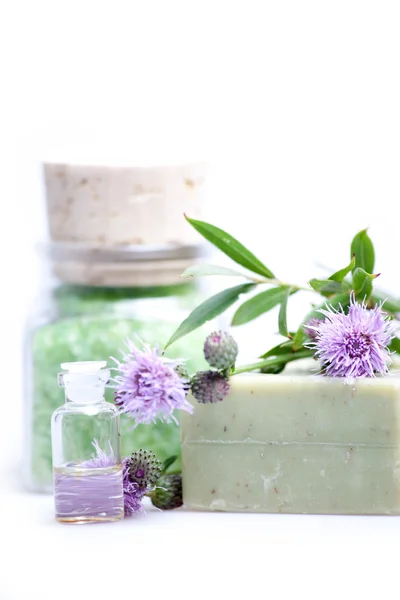 Aromaterapi ve spa beyaz bir arka plan üzerinde için aksesuarlar