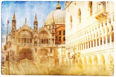 Venedik görünümlerinde vintage tarzı