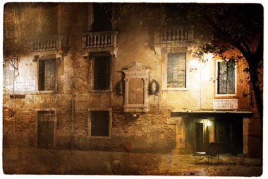 Venedik görünümlerinde vintage tarzı