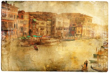Venedik görünümlerinde vintage tarzı