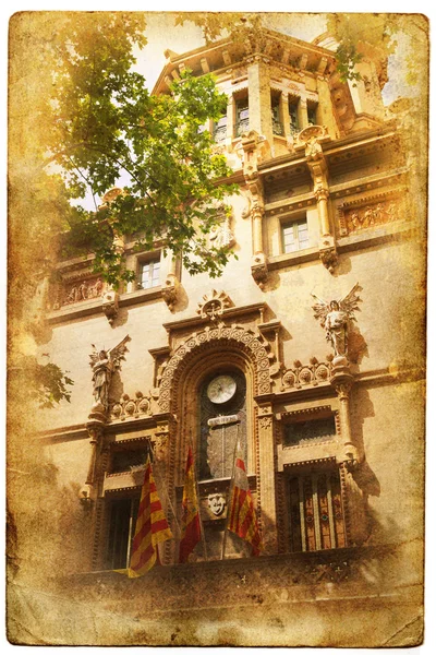 Výhled na Barcelonu v retro/vintage styl — Stock fotografie