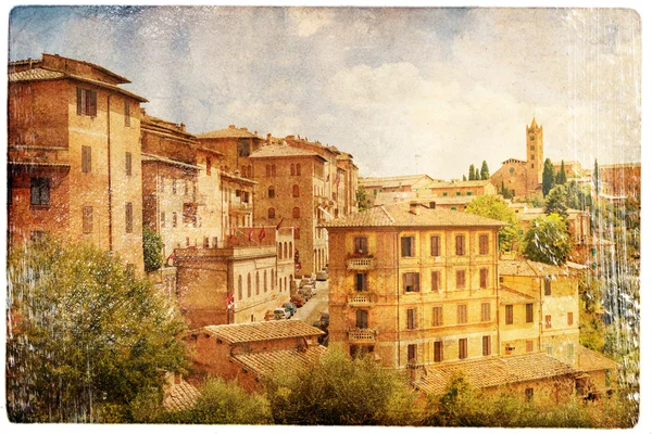 Kilátást nyújt Siena vintage stílusban — Stock Fotó