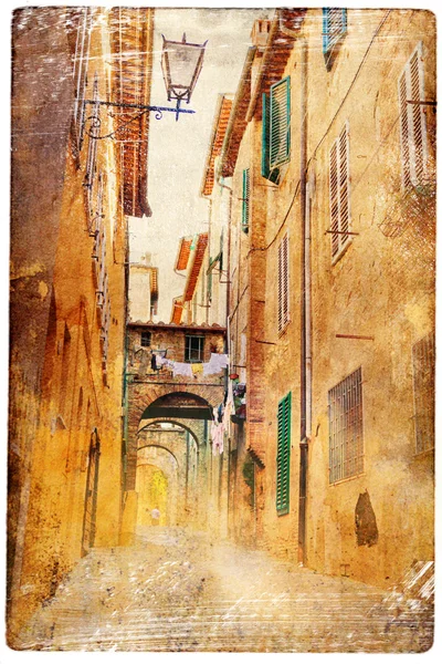 Uitzicht op Siena in vintage stijl Stockafbeelding