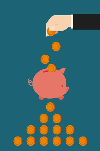Saving in piggy bank — Stock Vector