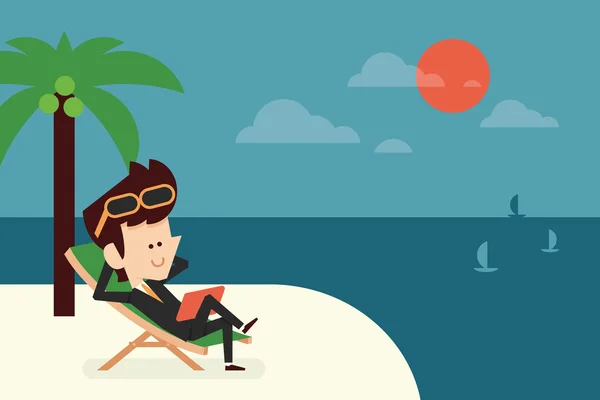 Businessman on vacation — Stock Vector