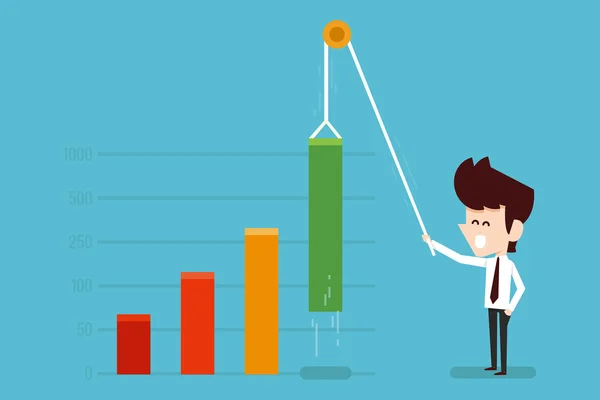 Homme d'affaires croissance tableau financier — Image vectorielle