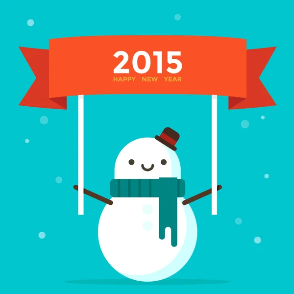 2015 signo con muñeco de nieve — Vector de stock