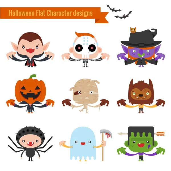 Iconos de carácter de Halloween — Vector de stock