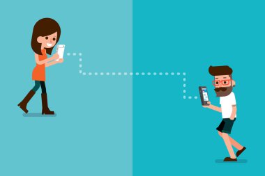 Sportman ve smartphone kullanıcı.