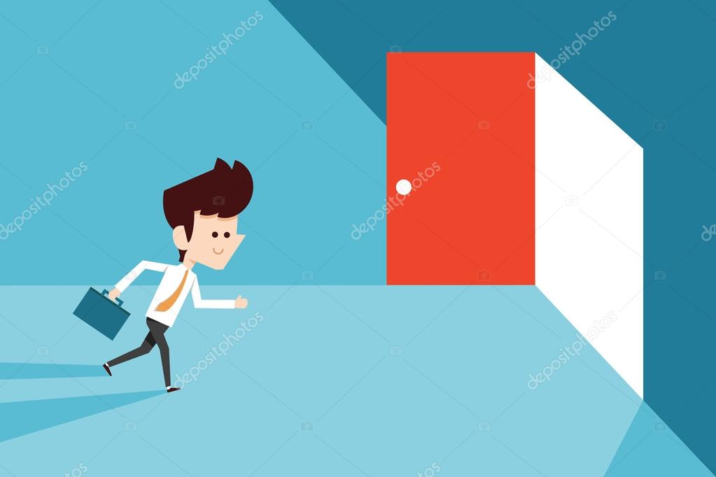 Businessman Running To Opened Door Stock Vector C Beachboyx10
