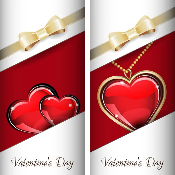 Día de San Valentín. Set de etiqueta decorada blanca con cinta dorada — Archivo Imágenes Vectoriales