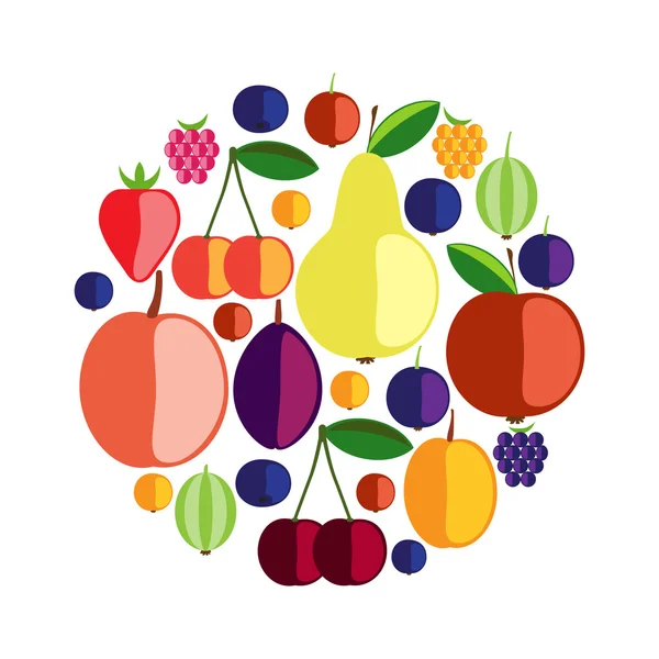 Silhouettes vectorielles de baies et de fruits. Icônes sur le thème de la nourriture. Groupé pour une édition facile — Image vectorielle