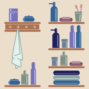Vektör çizim. Banyo öğeleri.
