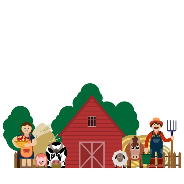 Векторні ілюстрації сімейних фермерів . Ліцензійні Стокові Ілюстрації