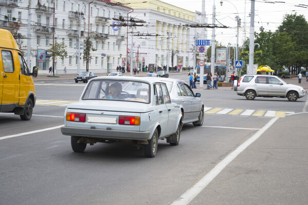 Old german car on street of Vitebsck city, Belarus