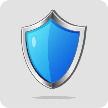 Kalkan Koruma simgesi mavi renk, vektör tasarımı ve izole edilmiş arkaplan.