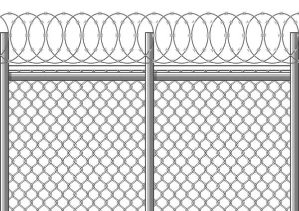 Barbed Wire Fences Prohibit Entry Exit Blocking Freedom Confinement Can — Stock Vector