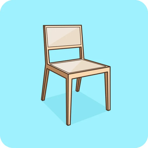 Wooden Chair Icon Flat Design Blue Background — Stock Vector