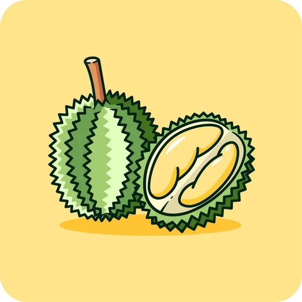 Δέρμα Του Ντούριαν Έχει Αγκάθια Κόψτε Στο Μισό Δείτε Durian — Διανυσματικό Αρχείο