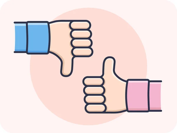 如不喜欢的手势 表示喜欢和不喜欢的手势 常用于社交媒体或演示中 信息图形 情感符号 矢量设计 平面设计和隔离 — 图库矢量图片