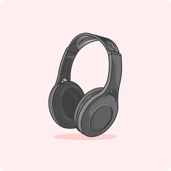 Headphones Gray Color Pastel Pink Background Vector Design Isolated Flat — Stock Vector