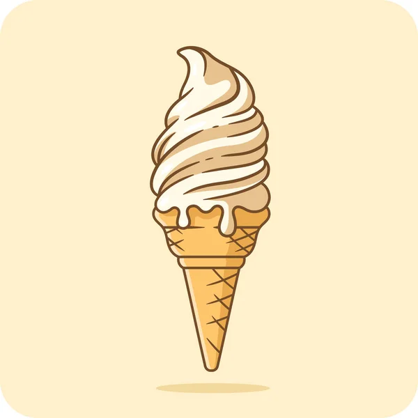 Vanilla Ice Cream Cone Perfect Summer Vector Design Flat Design — Stock Vector