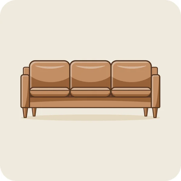 Ledersofa Innenarchitektur Icon Stil Und Flaches Design — Stockvektor