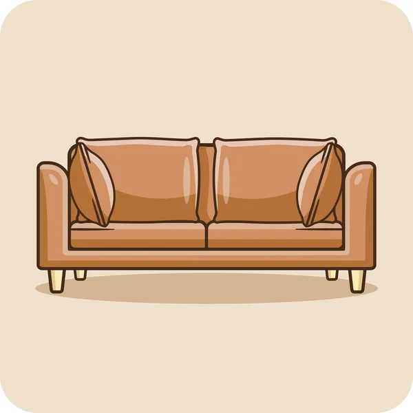 Leather Sofa Pillows Interior Design Vector Design Isolated Background — Stock Vector