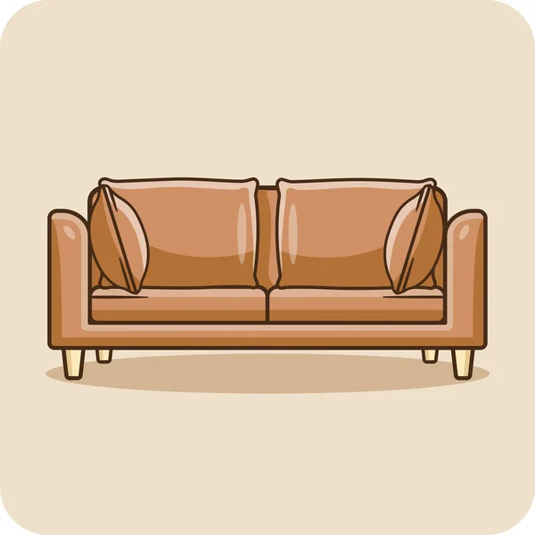 Ledersofa Mit Kissen Für Innenarchitektur Vektordesign Und Isolierten Hintergrund — Stockvektor