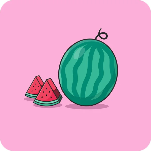 Wassermelone Vektordesign Und Isolierter Hintergrund — Stockvektor