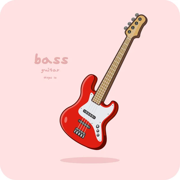 Guitare Basse Design Vectoriel Fond Isolé — Image vectorielle