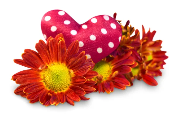 Flowers with hearts — Stock Photo, Image