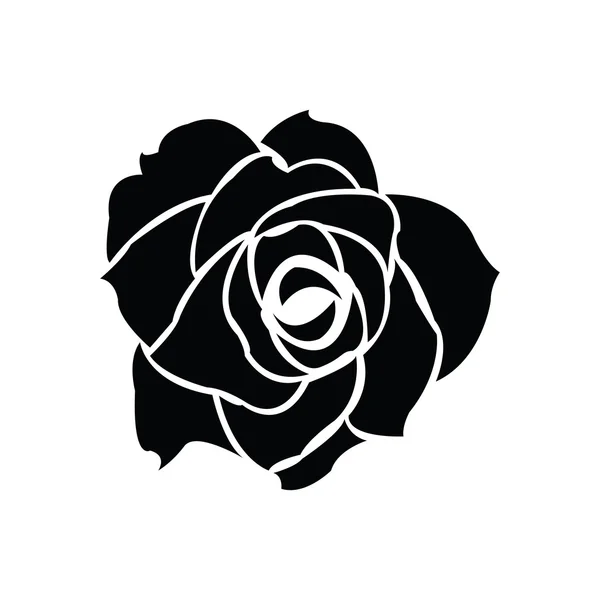 Zwart silhouet van roos — Stockvector