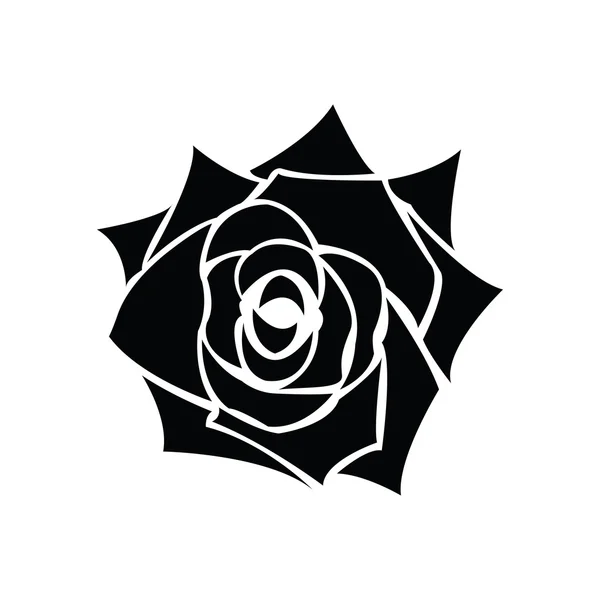 Svart siluett av rose — Stock vektor