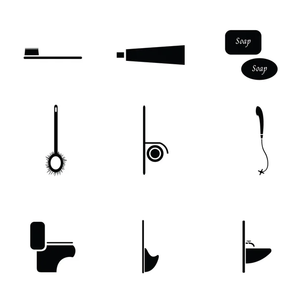 Cuarto de baño silueta negro colección de iconos — Archivo Imágenes Vectoriales